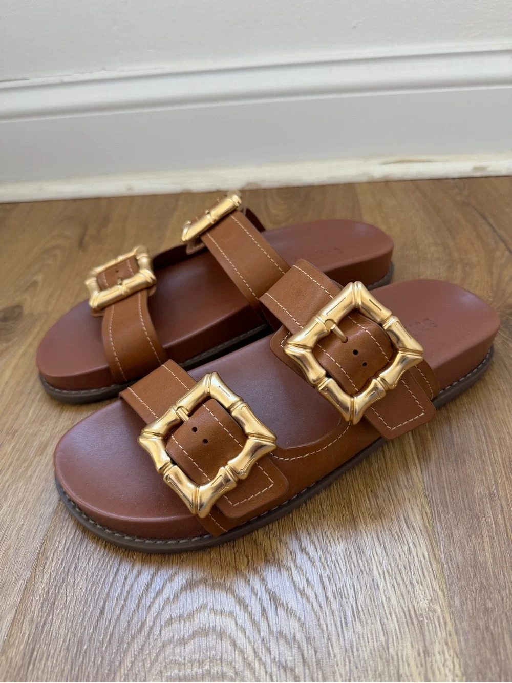SCHUTZ Women’s Enola Sporty Leather Sandals in New Wood Color - Picture 6 of 8